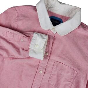 American Eagle Womens Pink Oxford Shirt Size 10 White Collar Button Down Cotton